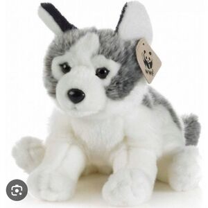 WWF Siberian Husky Wolf Dog Plush Toy Animal 9" New